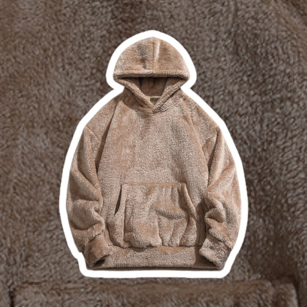 Gray casual men's pullover hoodie, ultra-soft for loungewear & everyday comfort, with kangaroo pocket.