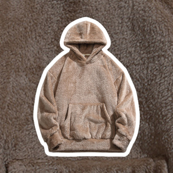 Gray casual men's pullover hoodie, ultra-soft for loungewear & everyday comfort, with kangaroo pocket.