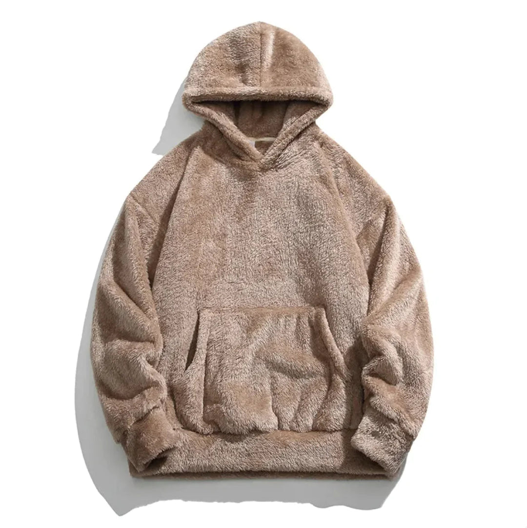 Brown men's ultra-soft casual pullover hoodie, cozy for loungewear & winter fashion.