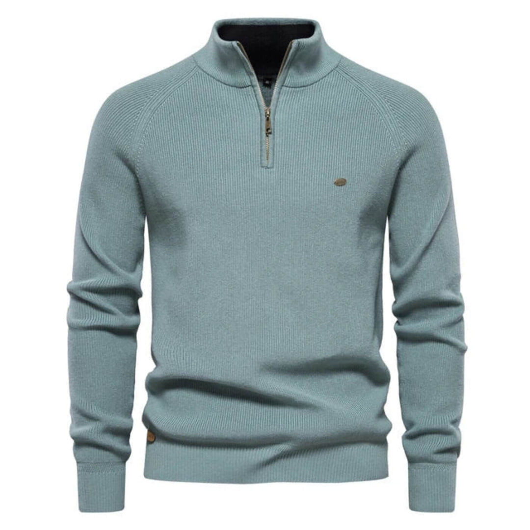 Men's ultra soft long-sleeve light grey sweater. Comfortable & stylish pullover for versatile casual wear.