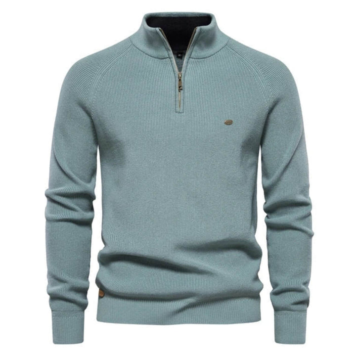 Men's ultra soft long-sleeve light grey sweater. Comfortable & stylish pullover for versatile casual wear.