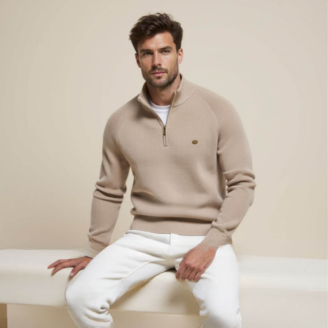 Premium ultra soft black men's sweater. Comfortable long-sleeve pullover, stylish for versatile casual wear.