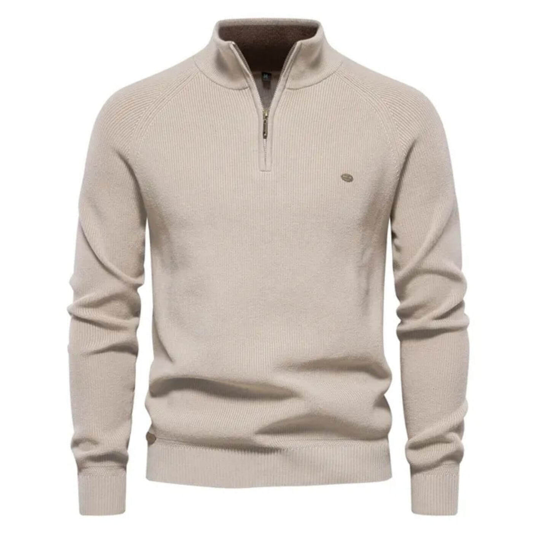 Cozy navy blue men's soft sweater. Ultra soft long-sleeve pullover, comfortable for modern casual fashion.
