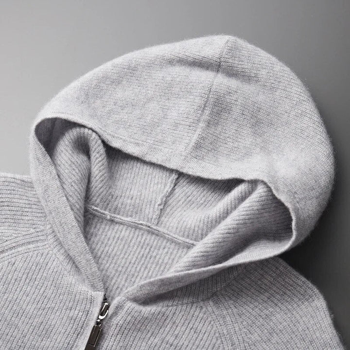 Warm men's ultra-soft navy hoodie. Comfortable pullover, ideal for fall & winter casual style.