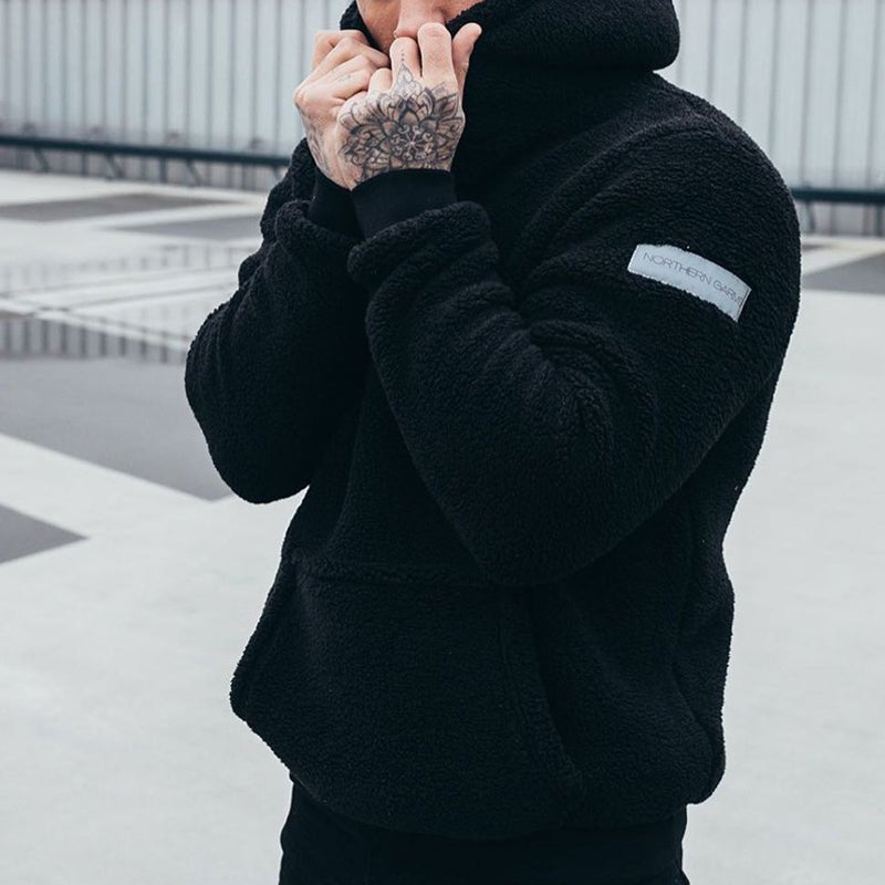 Stylish men's ultra-warm pullover hoodie with a relaxed fit, ideal for casual autumn and winter fashion.