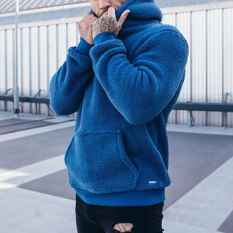 Relaxed fit men's ultra-warm pullover hoodie, a winter essential for cozy loungewear and casual comfort.