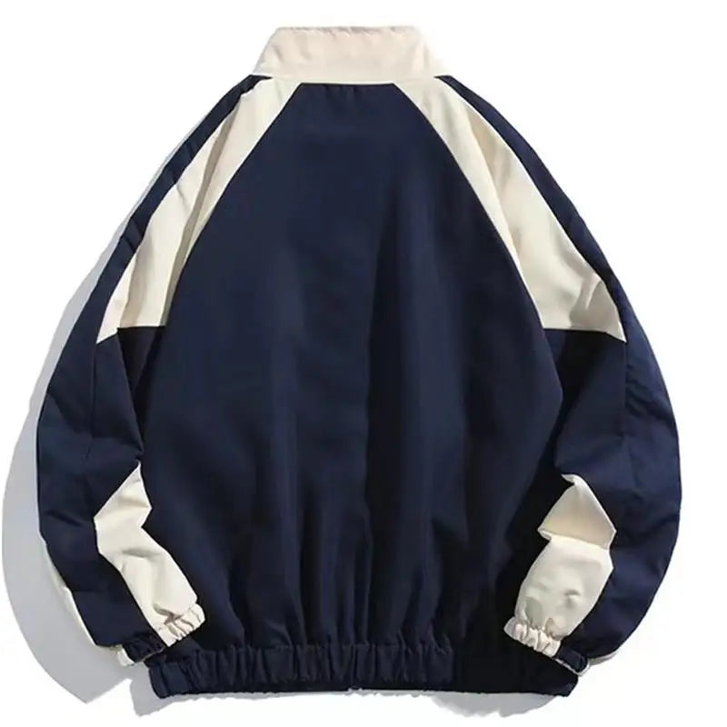 Men's urban style color block windbreaker jacket. Lightweight, weather-resistant outerwear for spring & fall casual fashion.