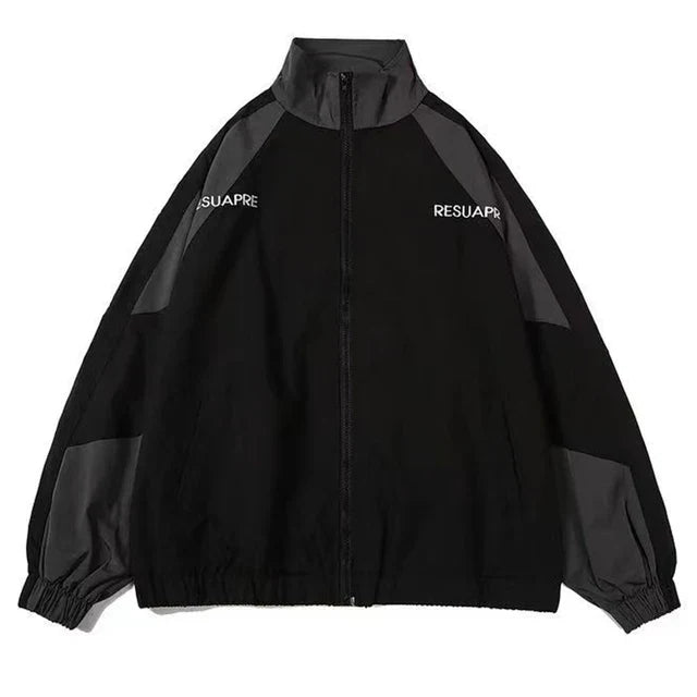 Men's lightweight windbreaker jacket with urban style. Color block, weather-resistant outerwear for stylish spring & fall.
