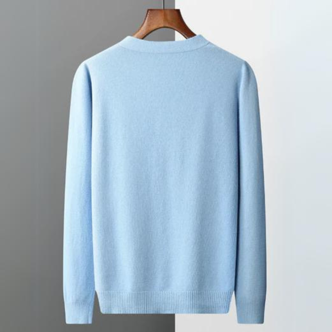 Classic men's V-neck button cardigan, comfortable & stylish for fall/winter casual outfits.