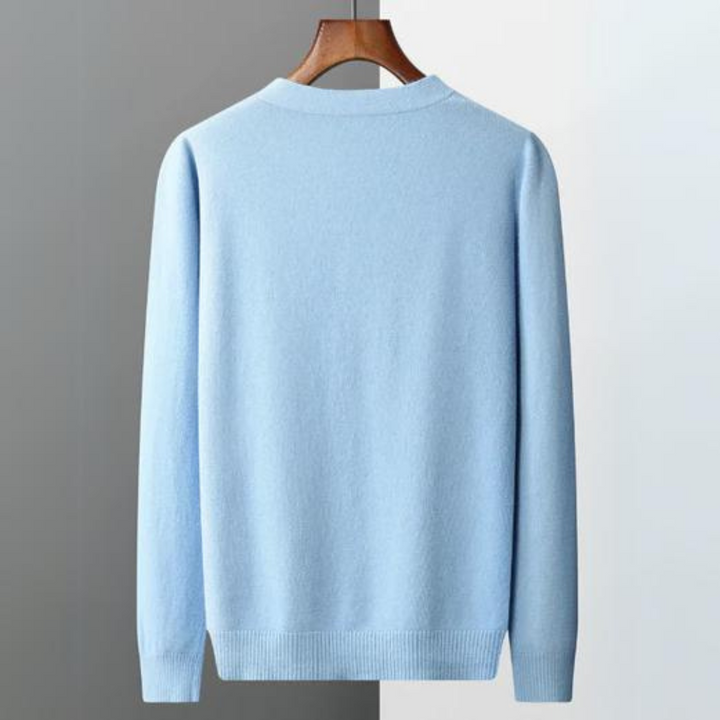 Classic men's V-neck button cardigan, comfortable & stylish for fall/winter casual outfits.