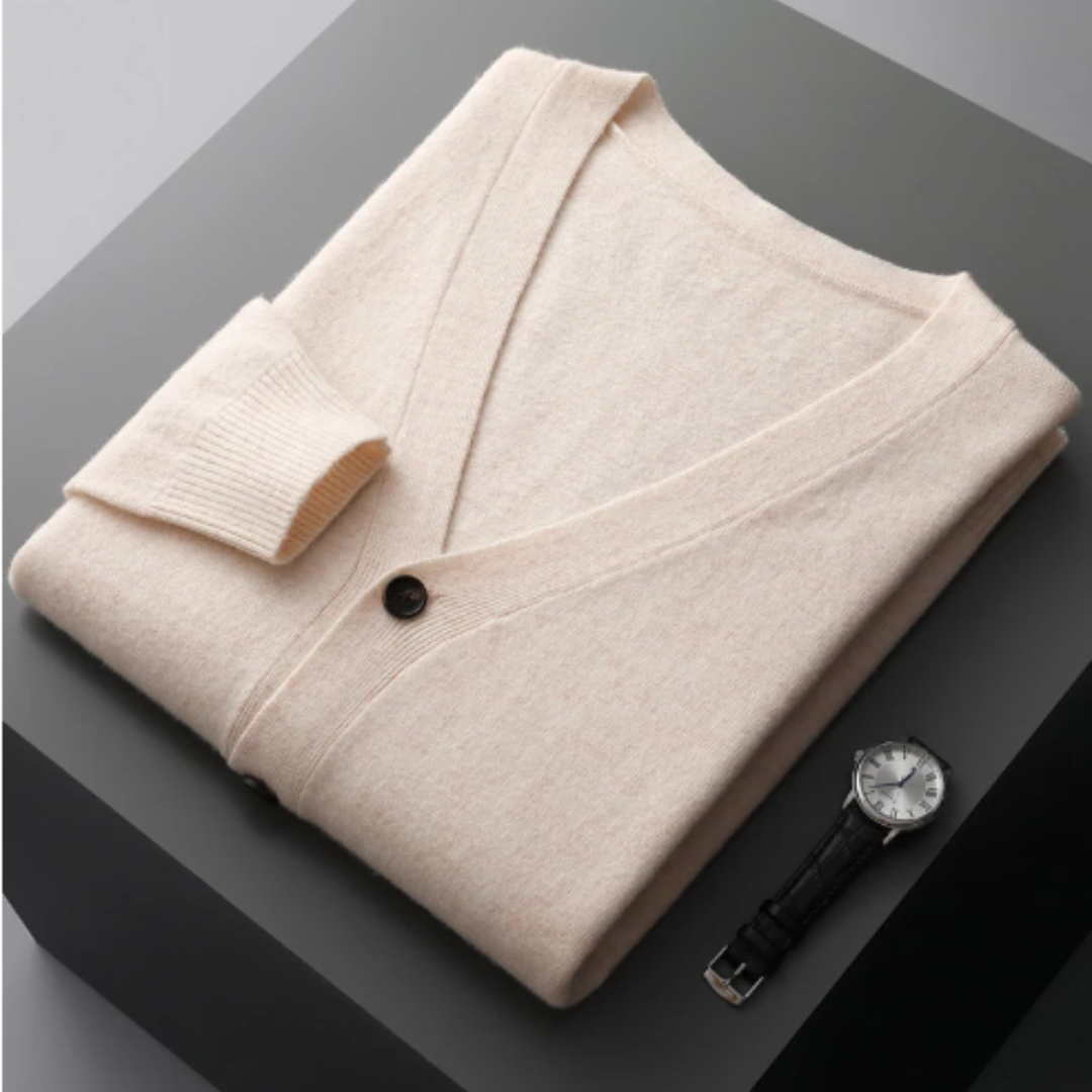 Comfortable men's ribbed V-neck sweater, ideal for fall fashion, everyday wear & winter outfits.