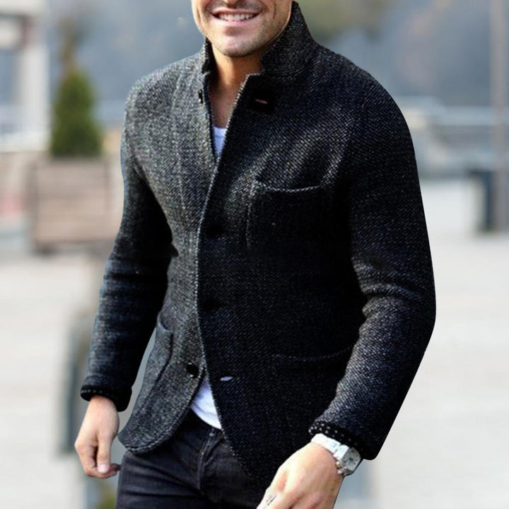 Men's versatile button-down casual jacket with a stand collar, perfect for everyday style.