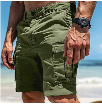 Soft fabric men's versatile cargo shorts, offering comfort and freedom for active summer days & outdoor adventures.
