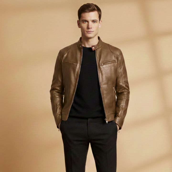 Everyday men's outerwear, versatile zip jacket with adjustable cuffs.