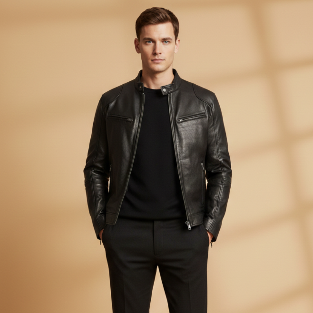 Stylish men's outerwear jacket, practical for all-season fashion.