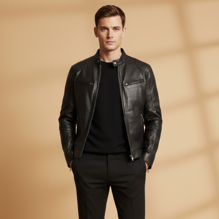 Stylish men's outerwear jacket, practical for all-season fashion.
