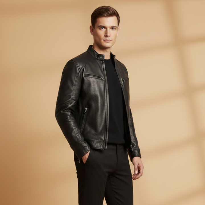 Casual men's zip jacket featuring adjustable cuffs for a comfortable fit.