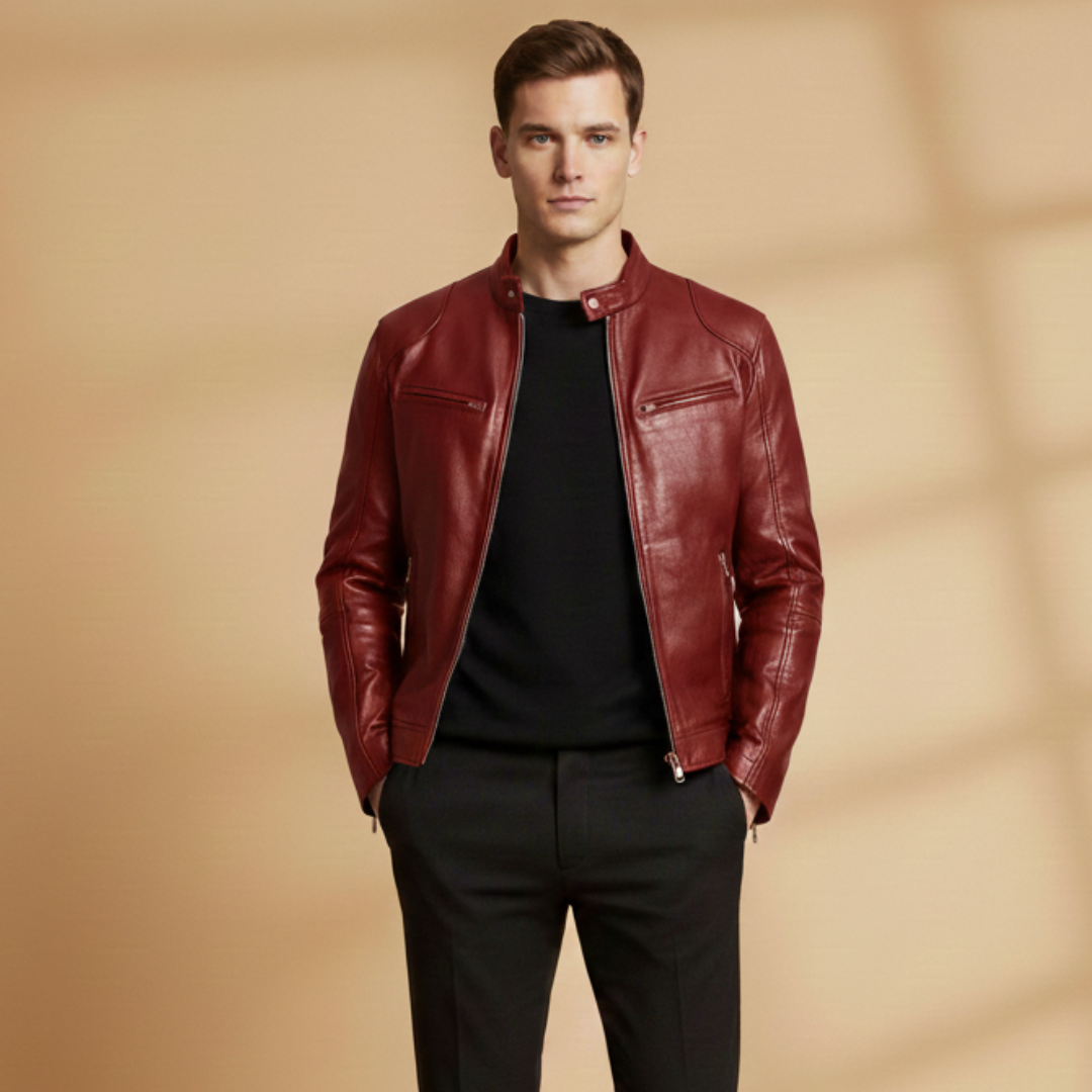 Casual men's jacket with front zipper, practical for all-season fashion.