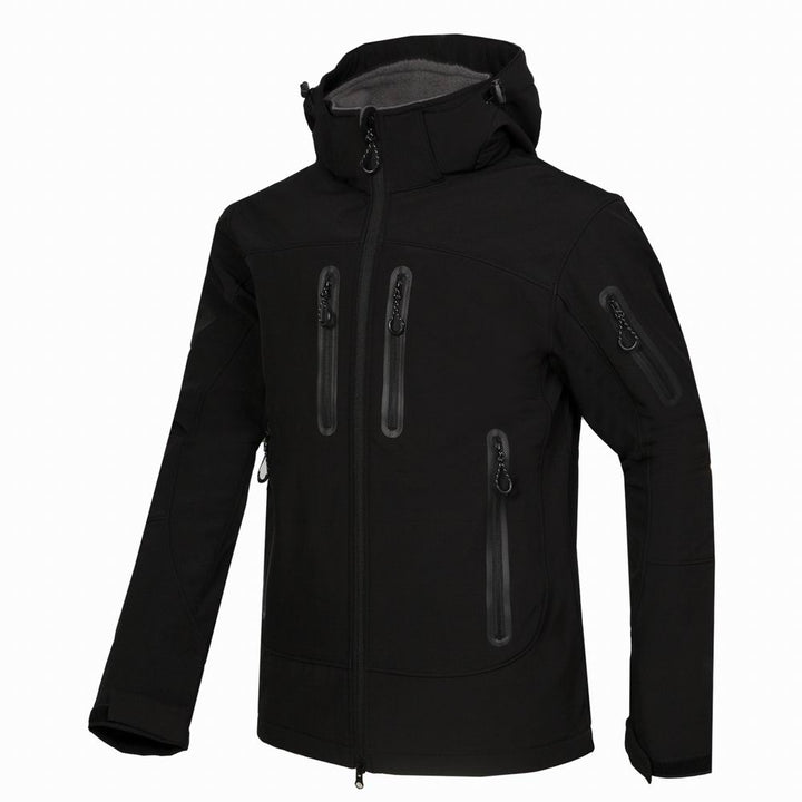 Red men's casual hooded jacket with full zip, offering versatile utility for everyday wear and light outdoor activity.