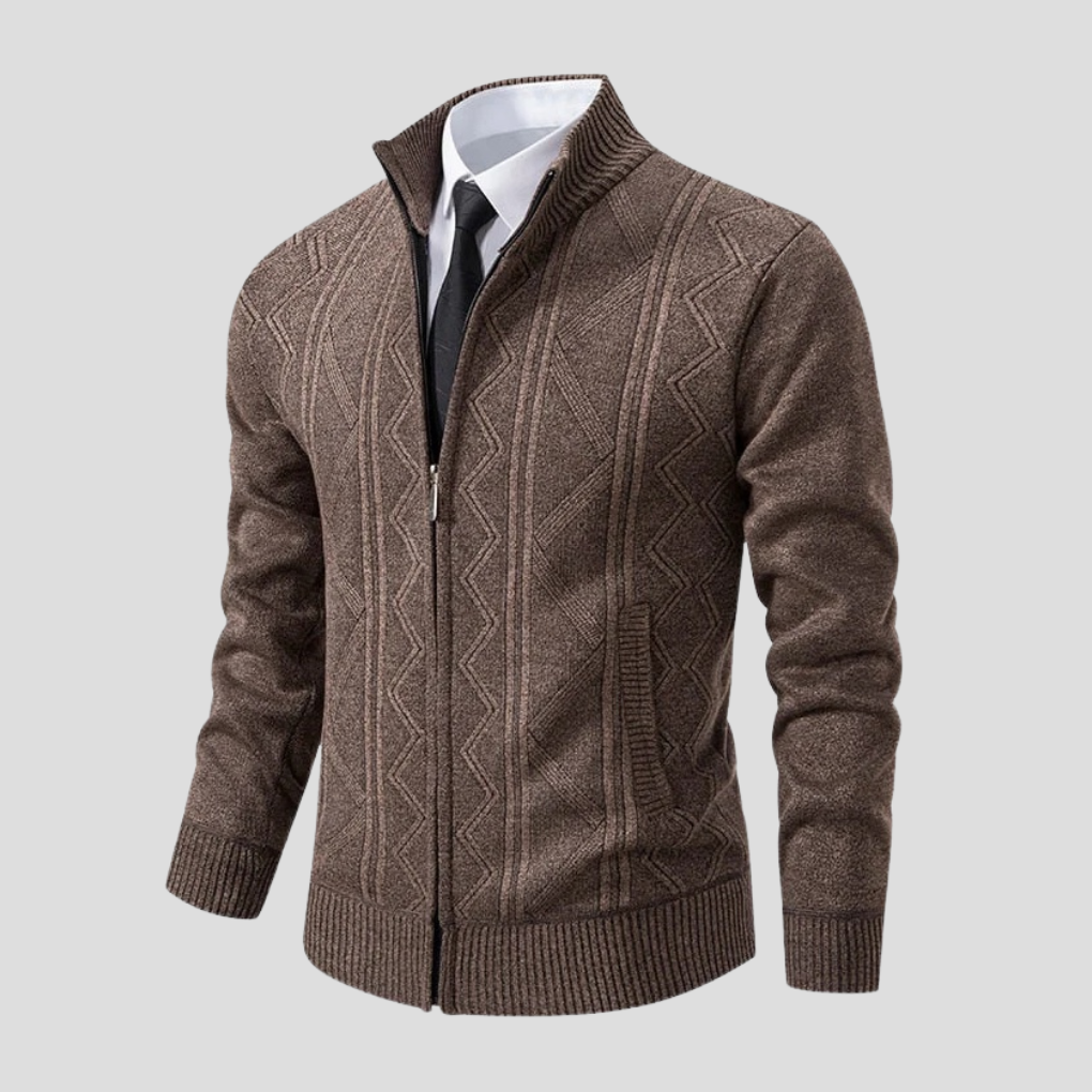 Men's versatile knit cardigan, open front, perfect for effortless layering in fall & winter. Smart casual style.