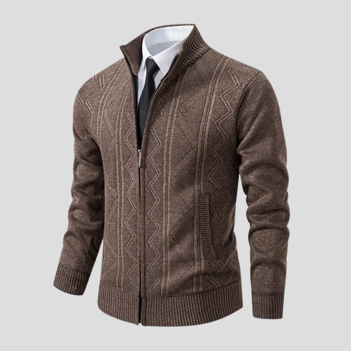 Men's versatile knit cardigan, open front, perfect for effortless layering in fall & winter. Smart casual style.