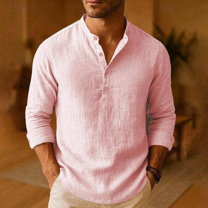 Versatile men's long-sleeve button-down shirt, suitable for smart casual and everyday wear, offering comfort & style.