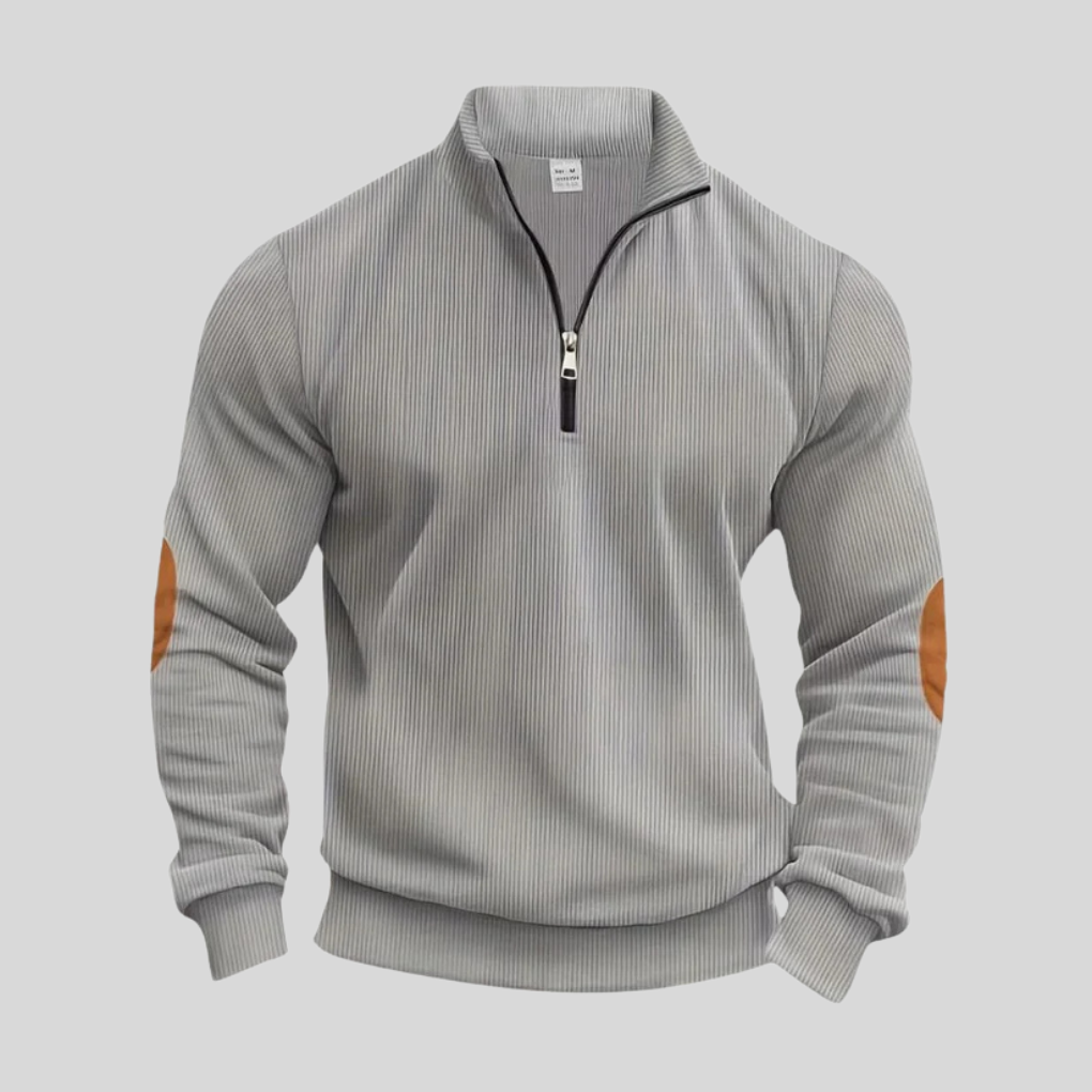 Stylish men's versatile pullover sweater, long sleeve, ribbed cuffs for effortless smart or casual layering.