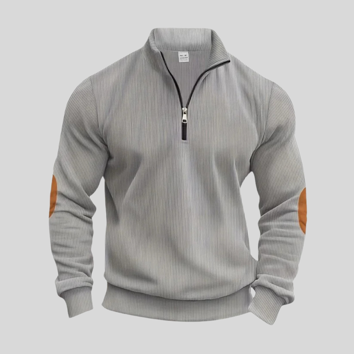 Stylish men's versatile pullover sweater, long sleeve, ribbed cuffs for effortless smart or casual layering.