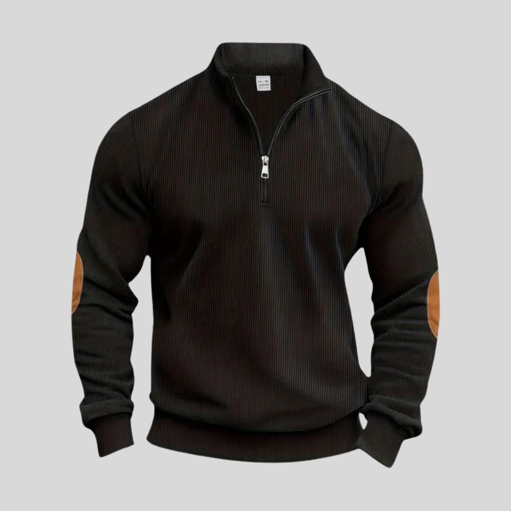 Comfortable men's long-sleeve pullover sweater featuring ribbed cuffs, perfect for everyday fashion & layering.