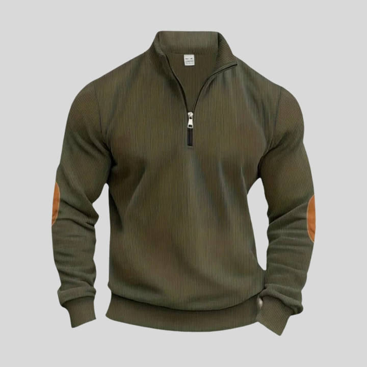 Men's classic pullover sweater with ribbed cuffs, a versatile wardrobe staple for smart-casual occasions.