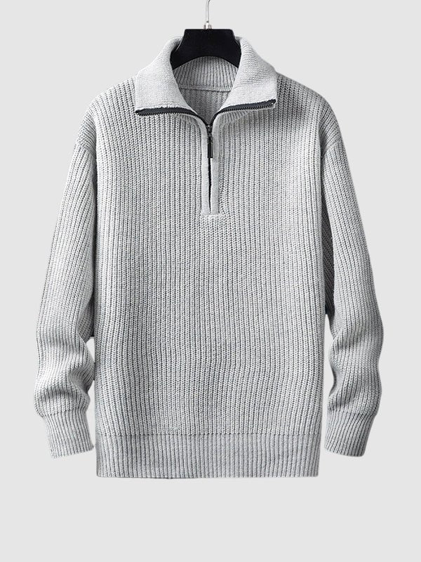Men's versatile quarter zip knit sweater, modern style & comfort for fall.