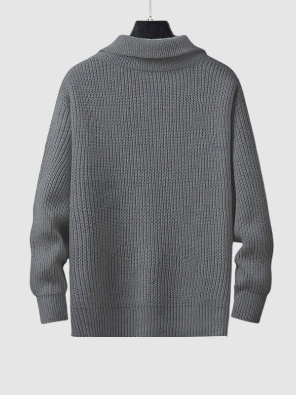 Quarter zip men's sweater, a versatile knit layering piece for modern fall and winter outfits.