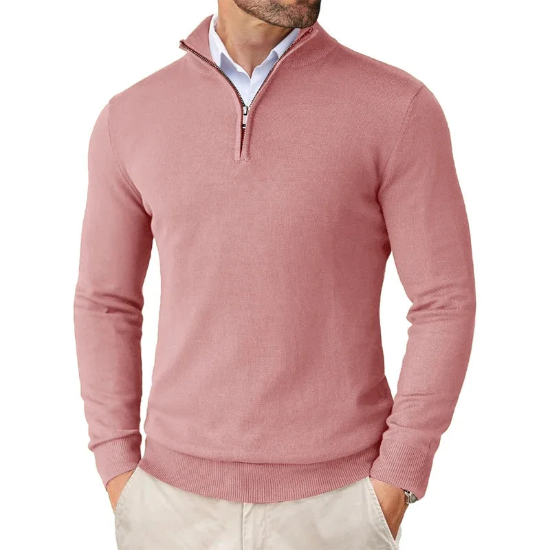 Smart casual men's quarter-zip pullover, a versatile everyday essential for modern style.