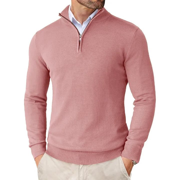 Smart casual men's quarter-zip pullover, a versatile everyday essential for modern style.