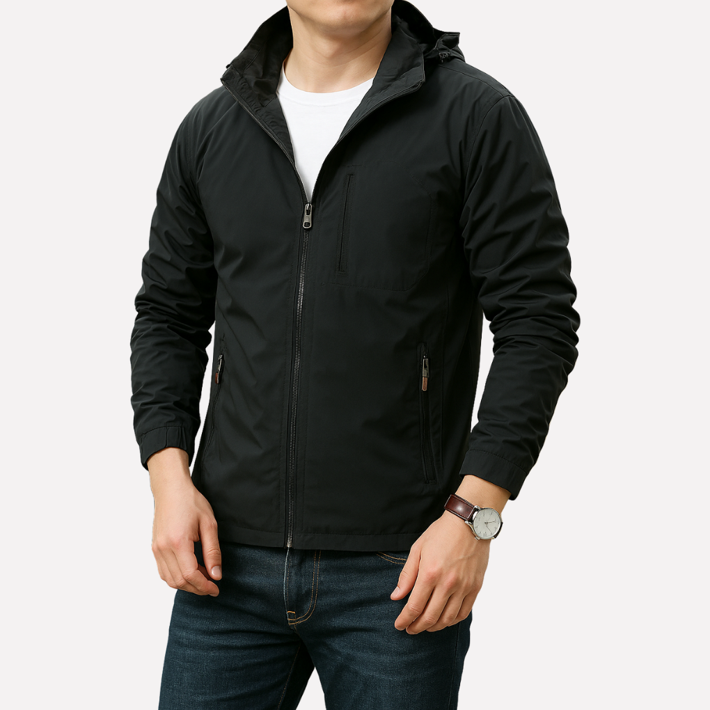 Modern men's jacket, a versatile transitional outerwear option. Lightweight design for effortless casual style in any season.