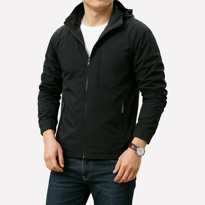 Modern men's jacket, a versatile transitional outerwear option. Lightweight design for effortless casual style in any season.