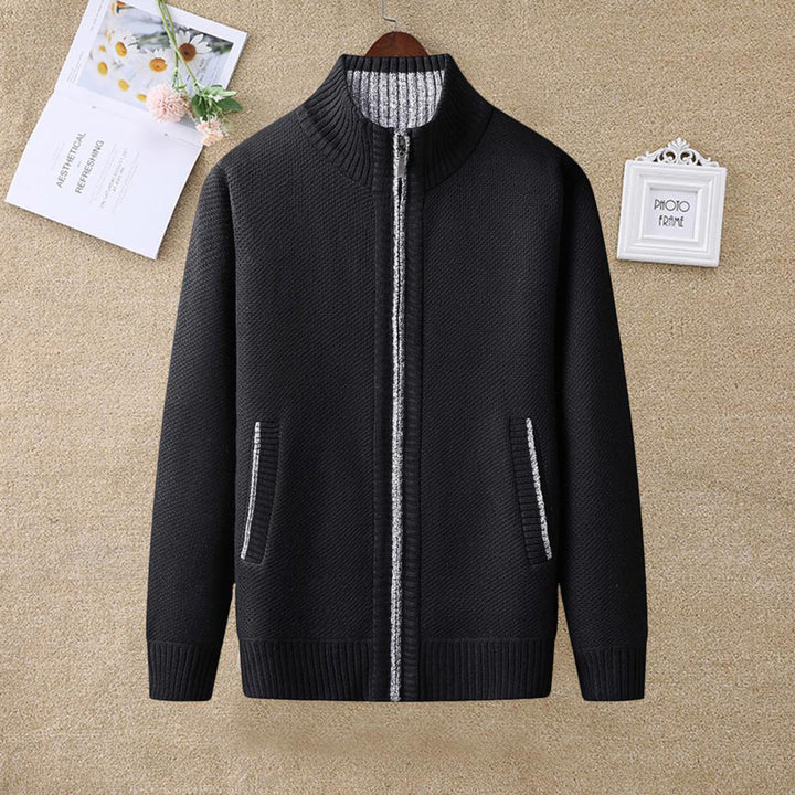 Men's versatile zip-up jacket, stand collar, ideal for everyday layering outerwear.