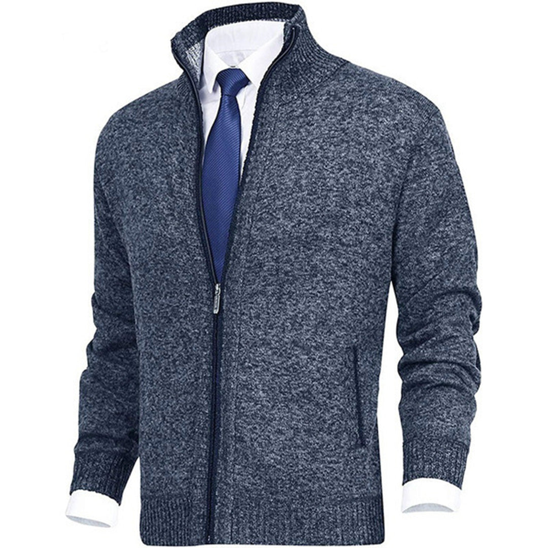 Versatile men's zip-up jacket, stand collar, casual outerwear for everyday comfort.