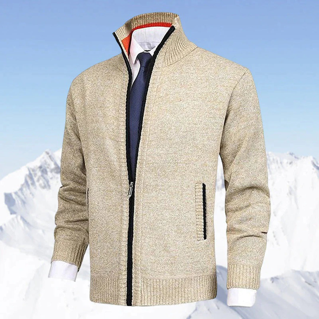 Casual men's zip-up jacket, stand collar & ribbed trim, perfect for everyday comfort & style.