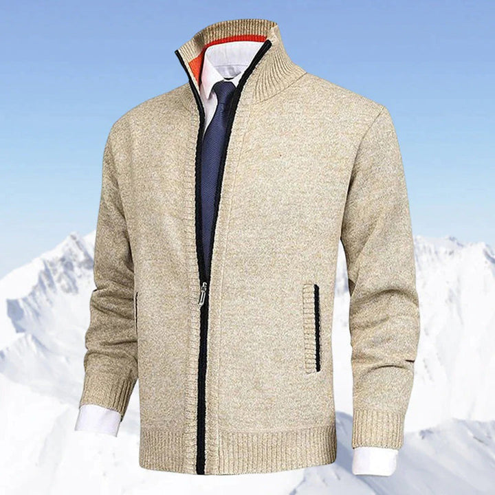 Casual men's zip-up jacket, stand collar & ribbed trim, perfect for everyday comfort & style.