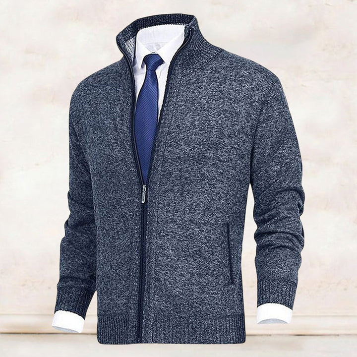 Fashionable men's zip-up jacket, stand collar, great outerwear for everyday style.