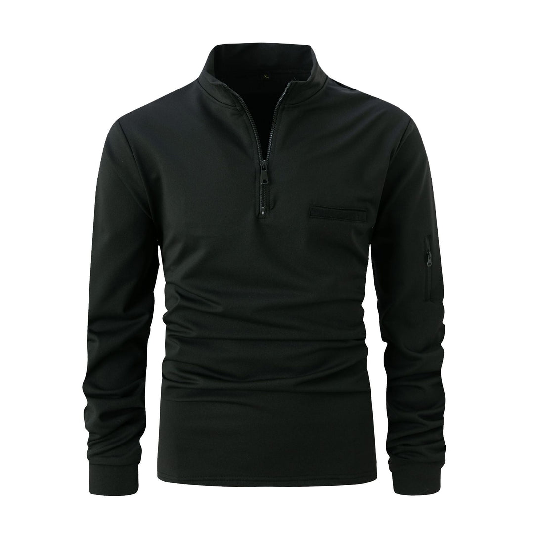 Men's spring fashion zip-up sweater, designed with a practical chest pocket. Comfortable & modern casual outerwear.
