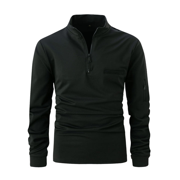 Men's spring fashion zip-up sweater, designed with a practical chest pocket. Comfortable & modern casual outerwear.