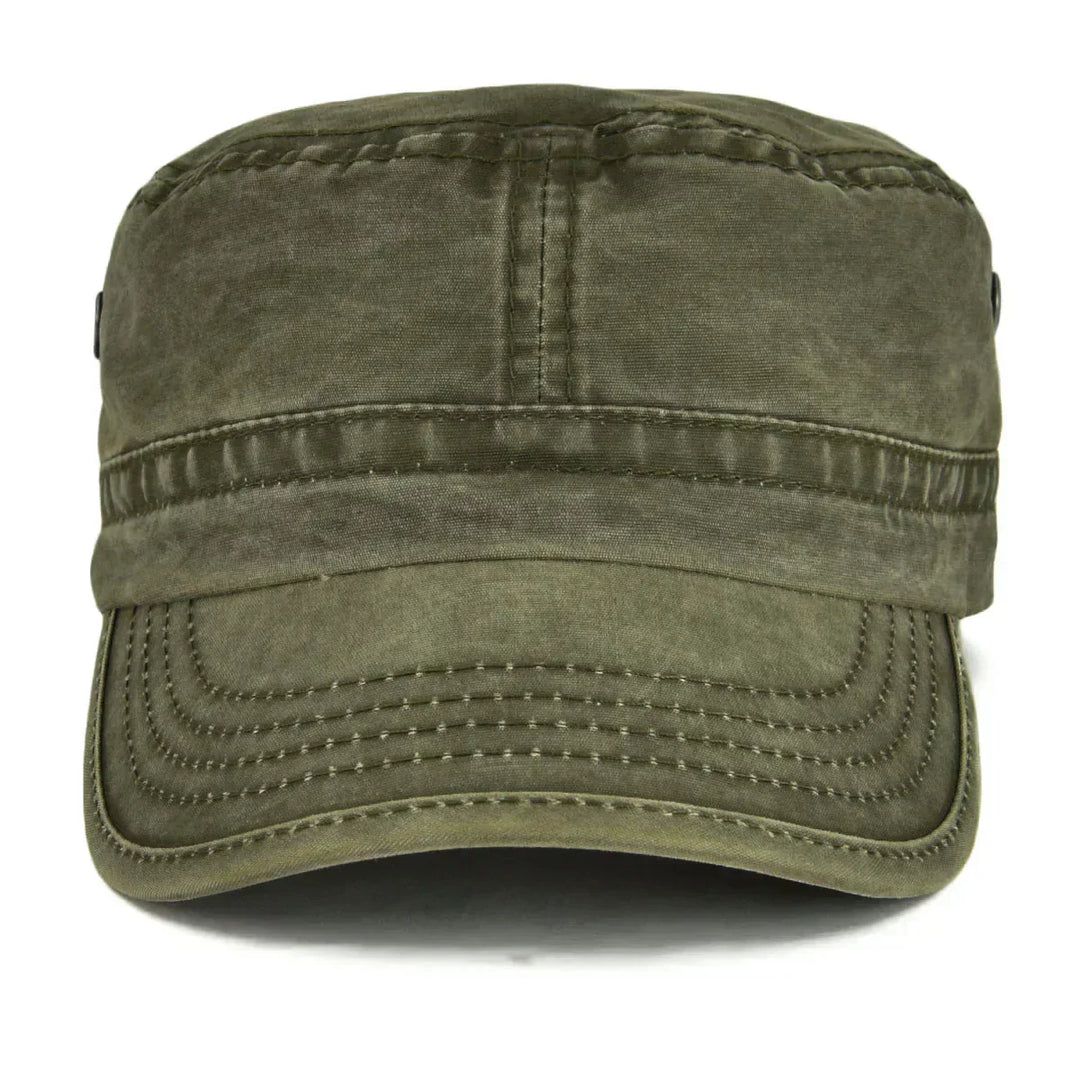 Distressed vintage baseball cap for men, casual outdoor wear, olive green cotton blend hat