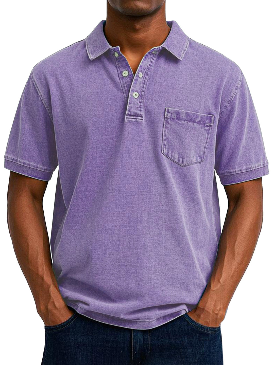 Everyday men's cotton polo in a vintage design, offering optimal comfort and summer style.