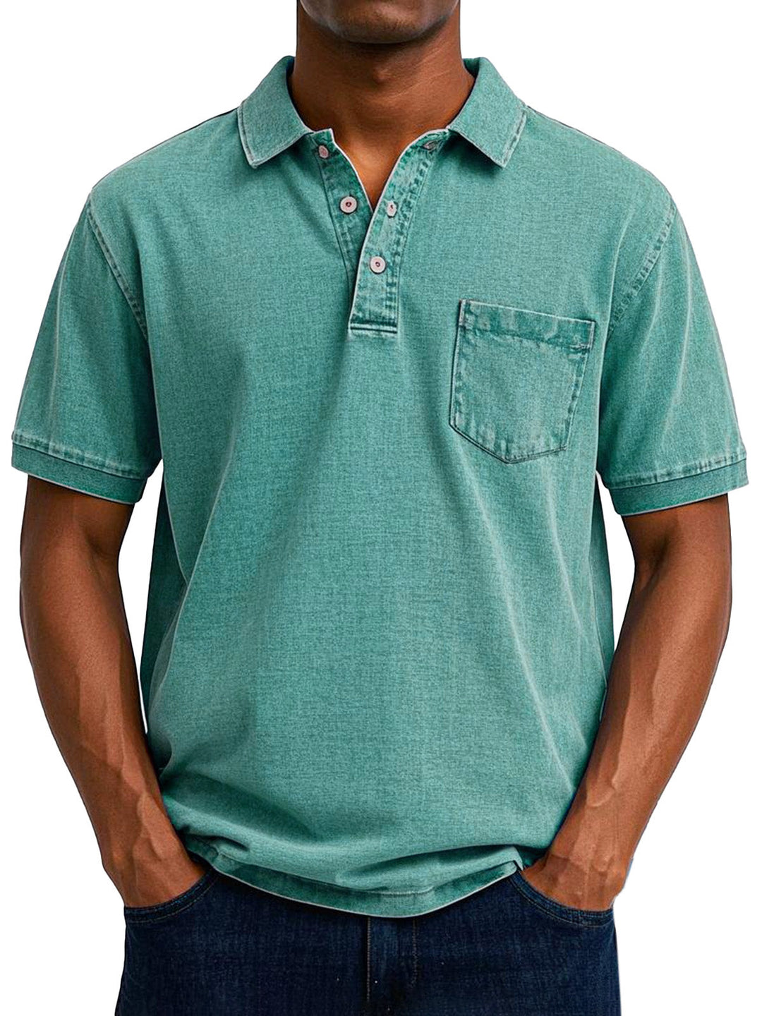 Classic men's short sleeve polo in soft cotton, ideal for a comfortable vintage look.