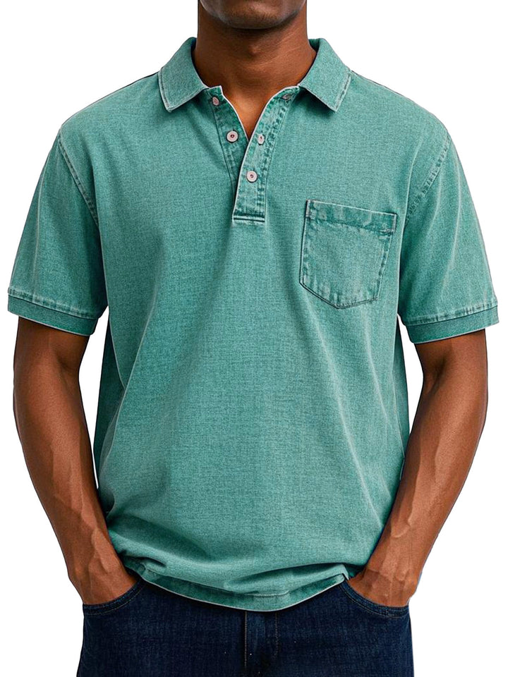 Classic men's short sleeve polo in soft cotton, ideal for a comfortable vintage look.