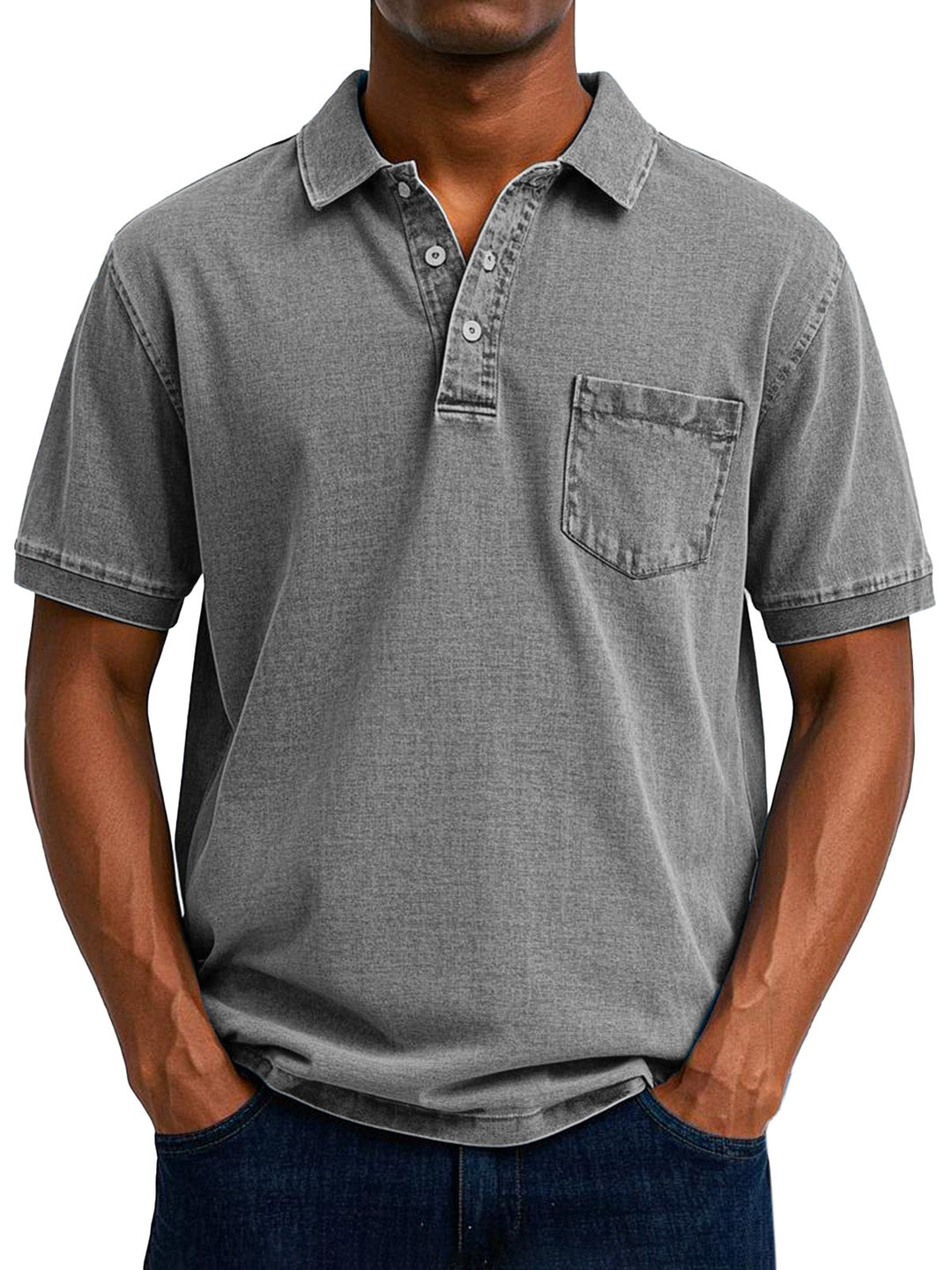 Vintage men's cotton polo shirt with a relaxed fit, suitable for casual fashion and summer.