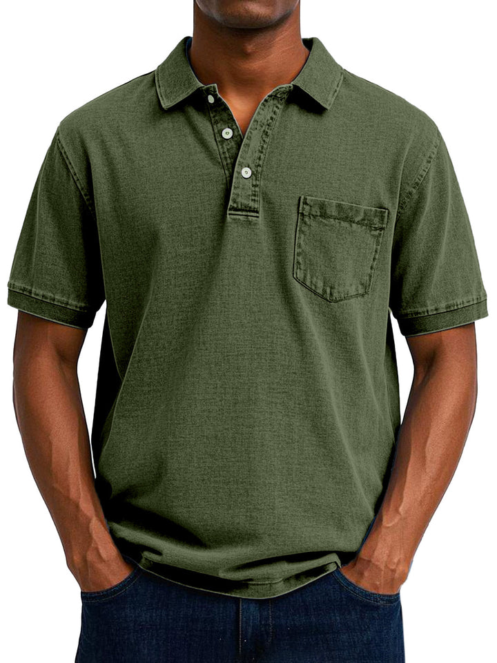 Men's summer shirt: a vintage cotton polo with a relaxed fit, great for everyday style.