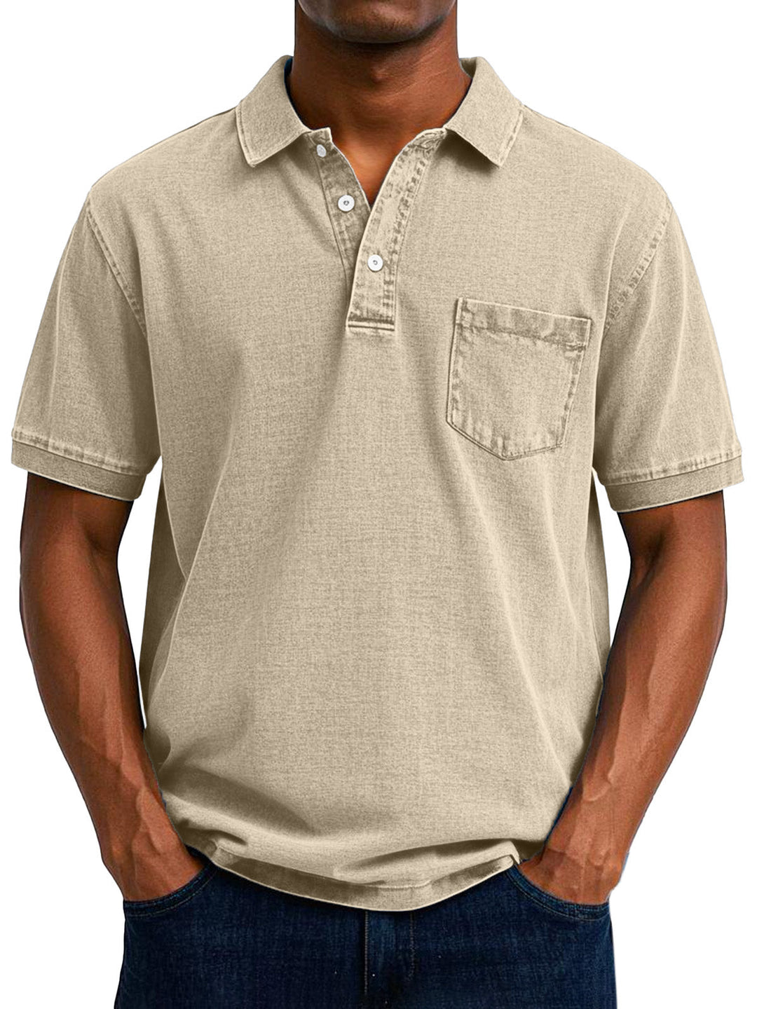Casual men's short sleeve cotton polo in a vintage style, excellent for everyday fashion.